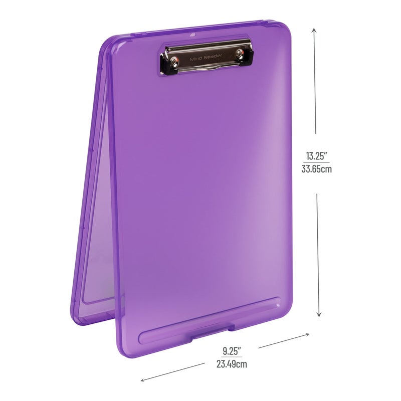 Mind Reader Clipboard with Storage, Teacher, Nursing Clipboard, Plastic, 9.25"L x 13.25"W x 1"H, Set of 6, Assorted Colors - Image 3